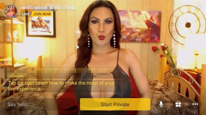 MyTrannyCams mobile layout in horizontal mode