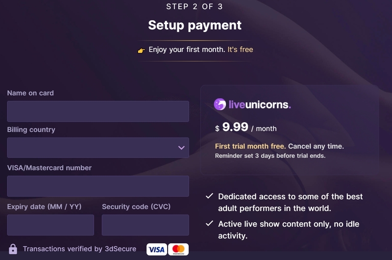 Use a major credit card to purchase a LiveUnicorn's membership