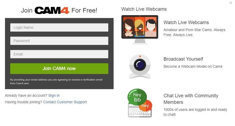 Cam4 registration window