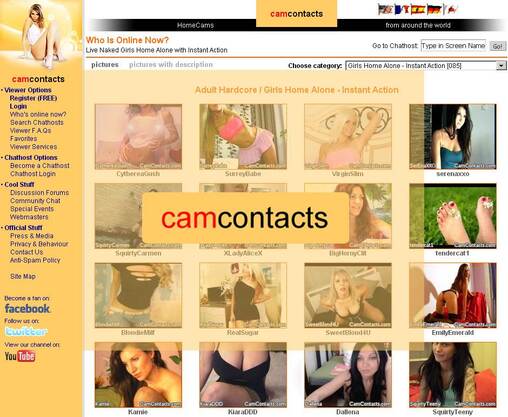 Screenshot of CamContacts.com Gallery Page