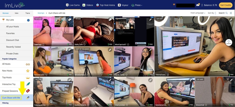 ImLive offers their new feature Cum Share With Me which allows you to share porn