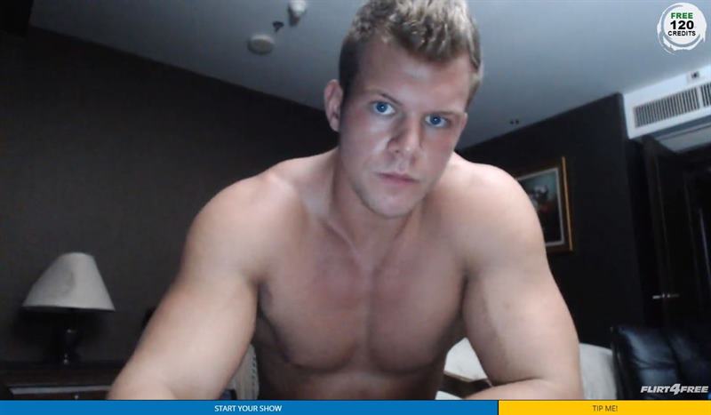 Muscular blond webcam host on Flirt4Free
