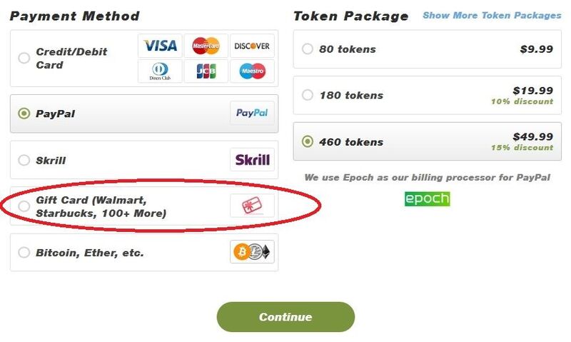 Stripchat accepts gift cards as payment method