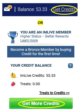 Get more credits on ImLive