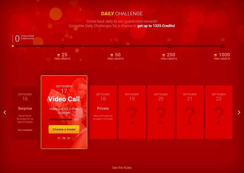 Daily challenges on LiveJasmin