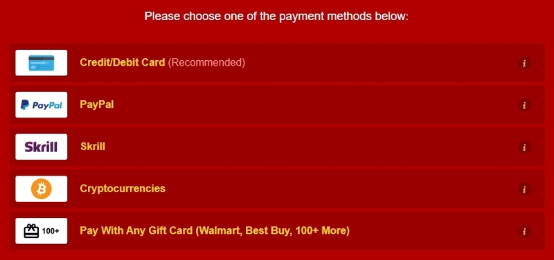 LiveJasmin offers multiple payment methods depending on your location