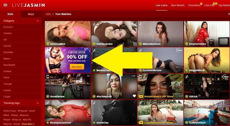 LiveJasmin 90% promotion for first-time users