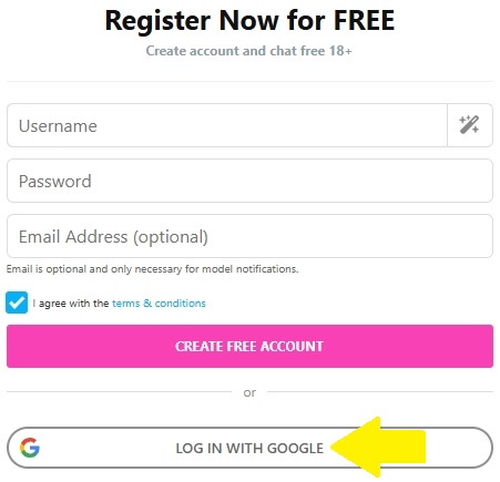 Sign up with Google on CamSoda.com