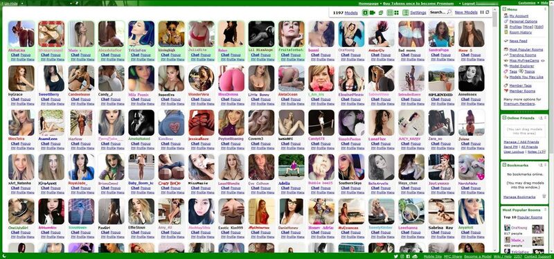 MyFreeCams front page, avatar grid