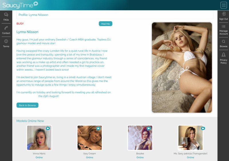 SaucyTime review of the site's webcam models