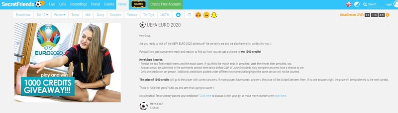 Win 1,000 credits at SecretFriends during Euro 2020